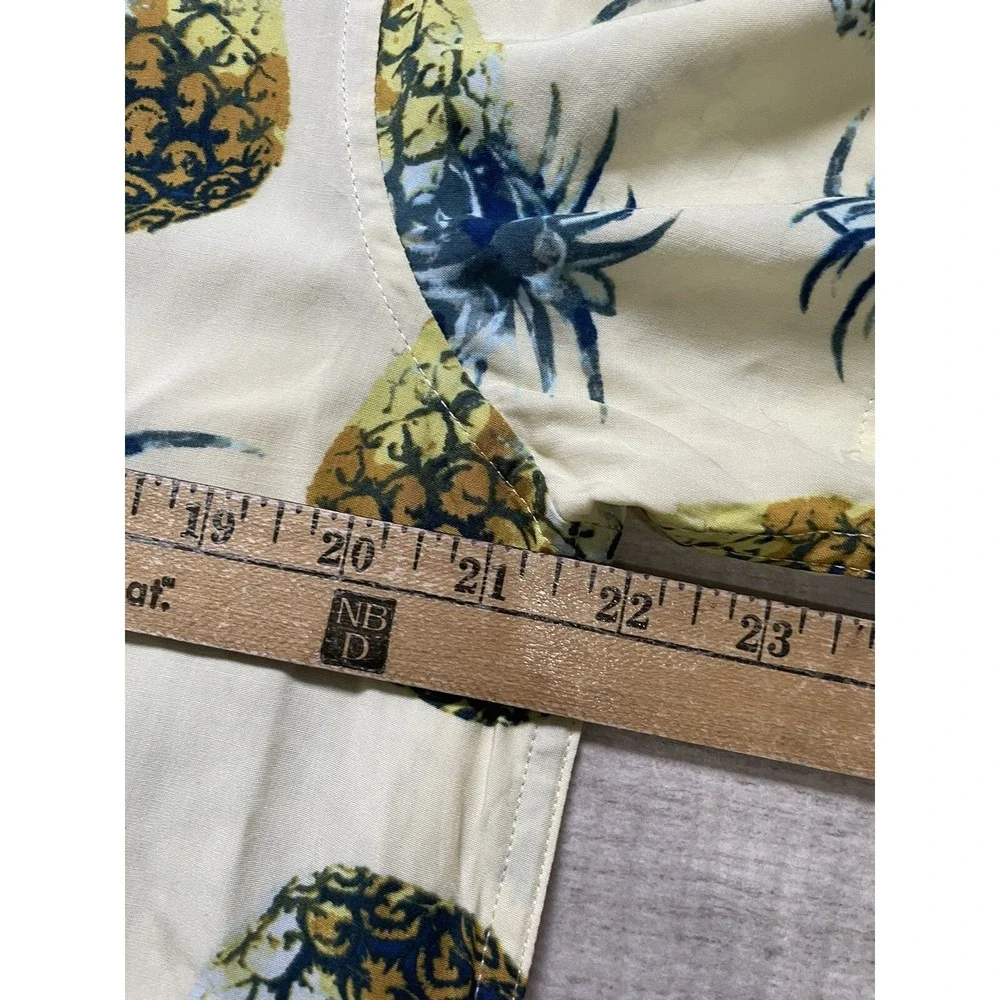 Banana Republic Shirt Mens Large Yellow Pineapple Slim Fit Hawaiian‎ Button Up